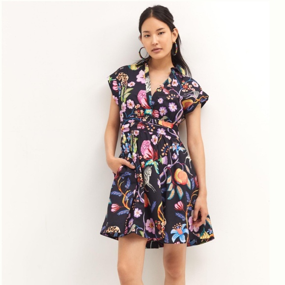 Anthropologie Dresses & Skirts - Adorable Anthropologie Maeve tropical print black dress SIZE 10